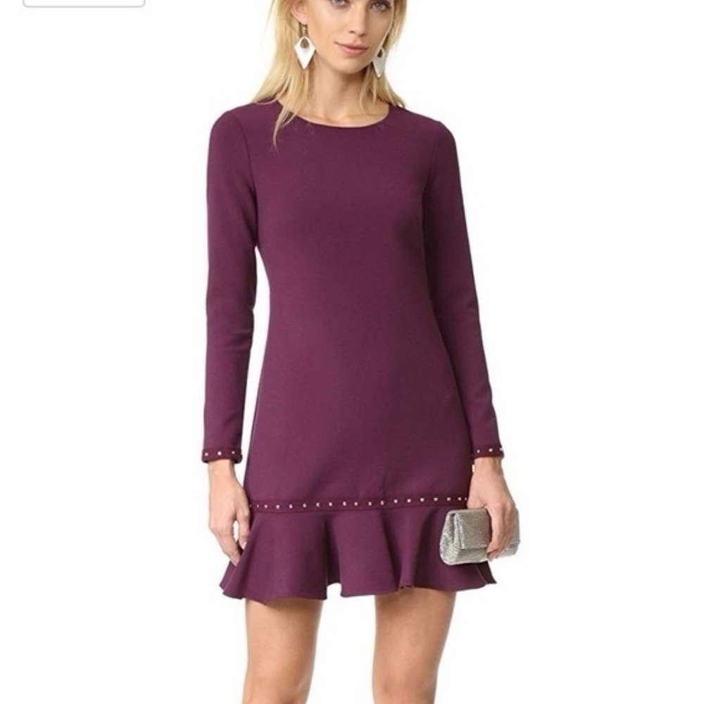 Shoshanna Elegant Purple Long Sleeve Mini Dress - Size 10